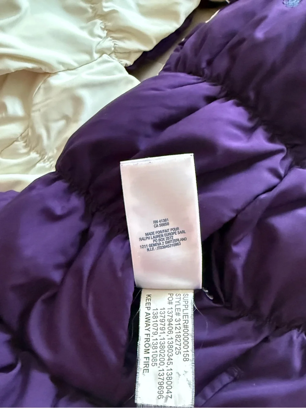 Ralph Lauren Girls Puffy Purple Quilted Vest - Sleeveless Winter Layer